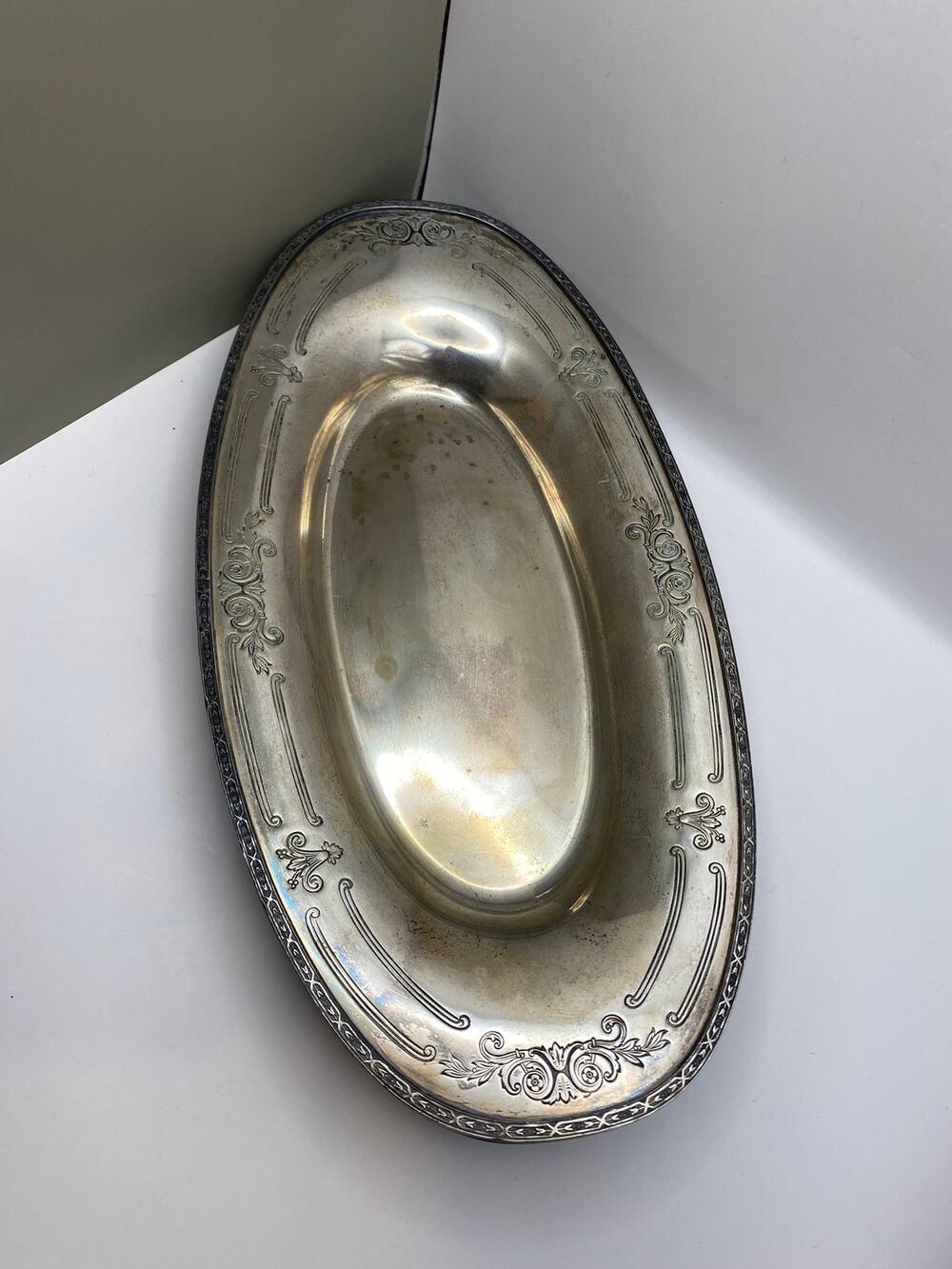 Vintage Taber & Tibbits T&T Silver Plate Oval Bread Tray 1920s Engraved EPNS